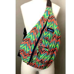 Kavu Chevron Print Canvas Rope Crossbody Sling Bag 4 Pockets